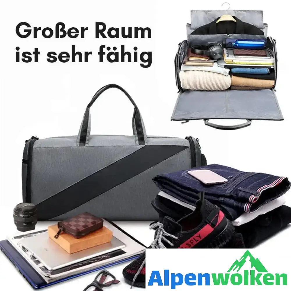 Alpenwolken - Cabrio Kleidersack mit nasser Tasche, Cuff on Garment Duffel Bag für Männer & Frauen