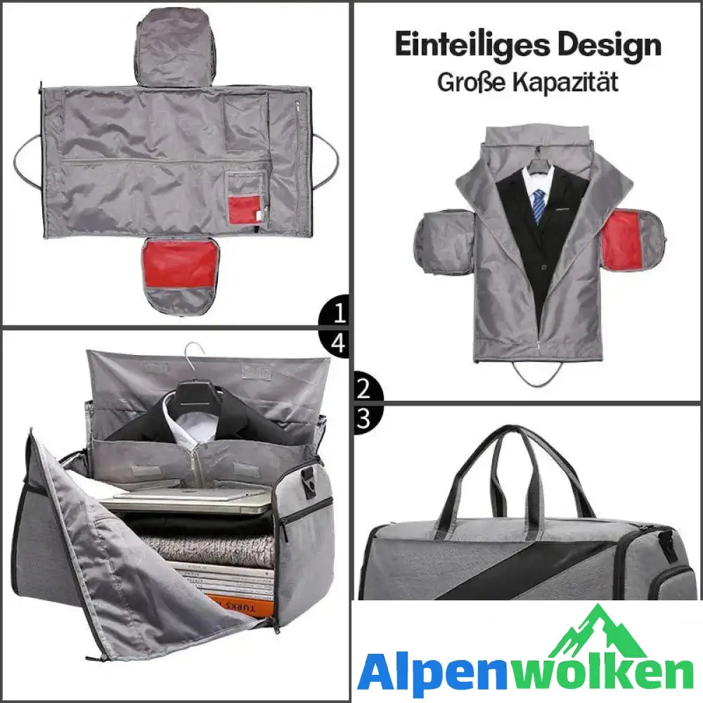 Alpenwolken - Cabrio Kleidersack mit nasser Tasche, Cuff on Garment Duffel Bag für Männer & Frauen