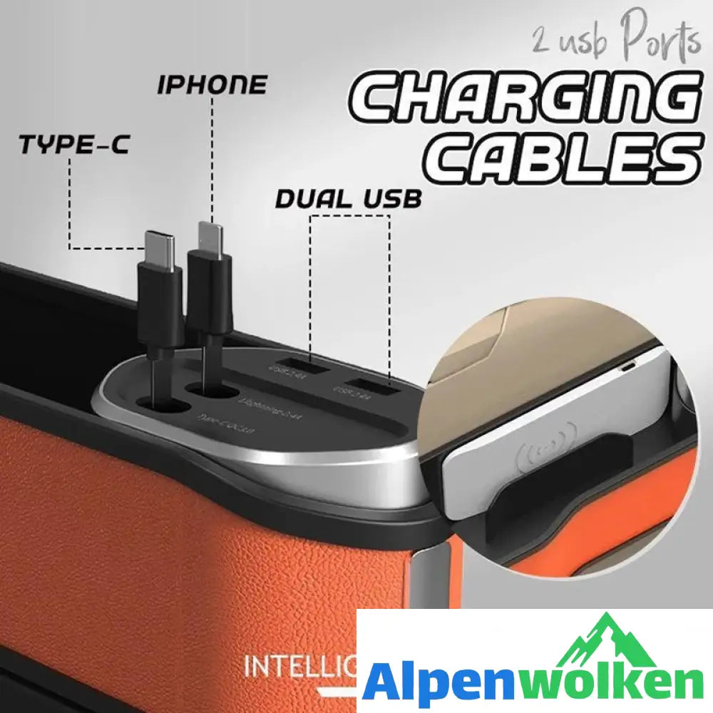 Alpenwolken - Car Seat Gap Filling Wireless Charging Storage Box