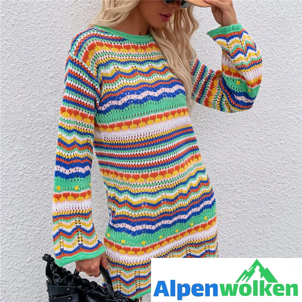 Alpenwolken - Caroline Gestreiftes Pulloverkleid