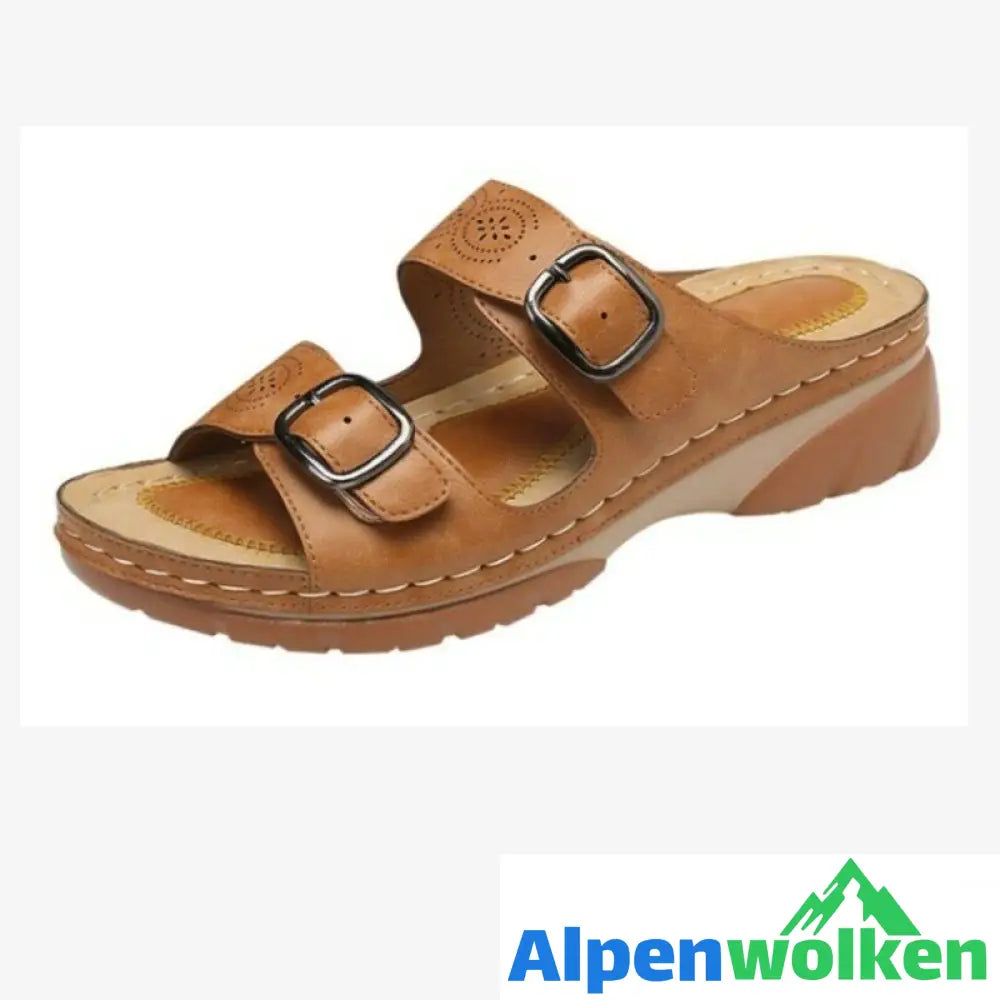 Alpenwolken - Clarks Atmungsaktive Orthopädische Einstellbare Damen Ledersandalen