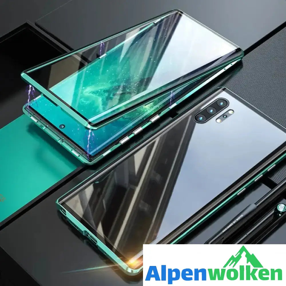 Alpenwolken - Dämmerlicht Samsung magnetische gehärtete Glas-Doppelseitige Handyhülle Grün