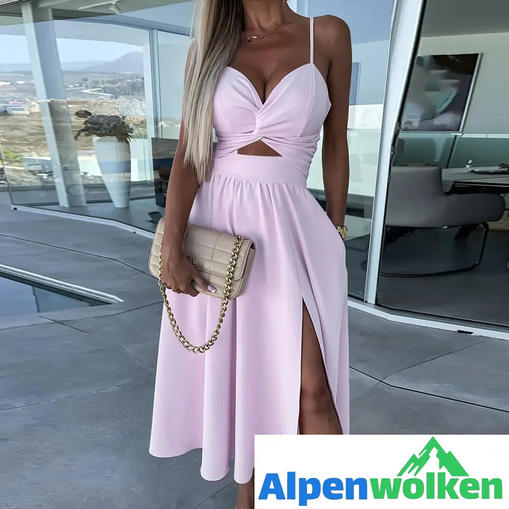 Alpenwolken - Daisy™ Schlitzen Midi-Kleid Pink