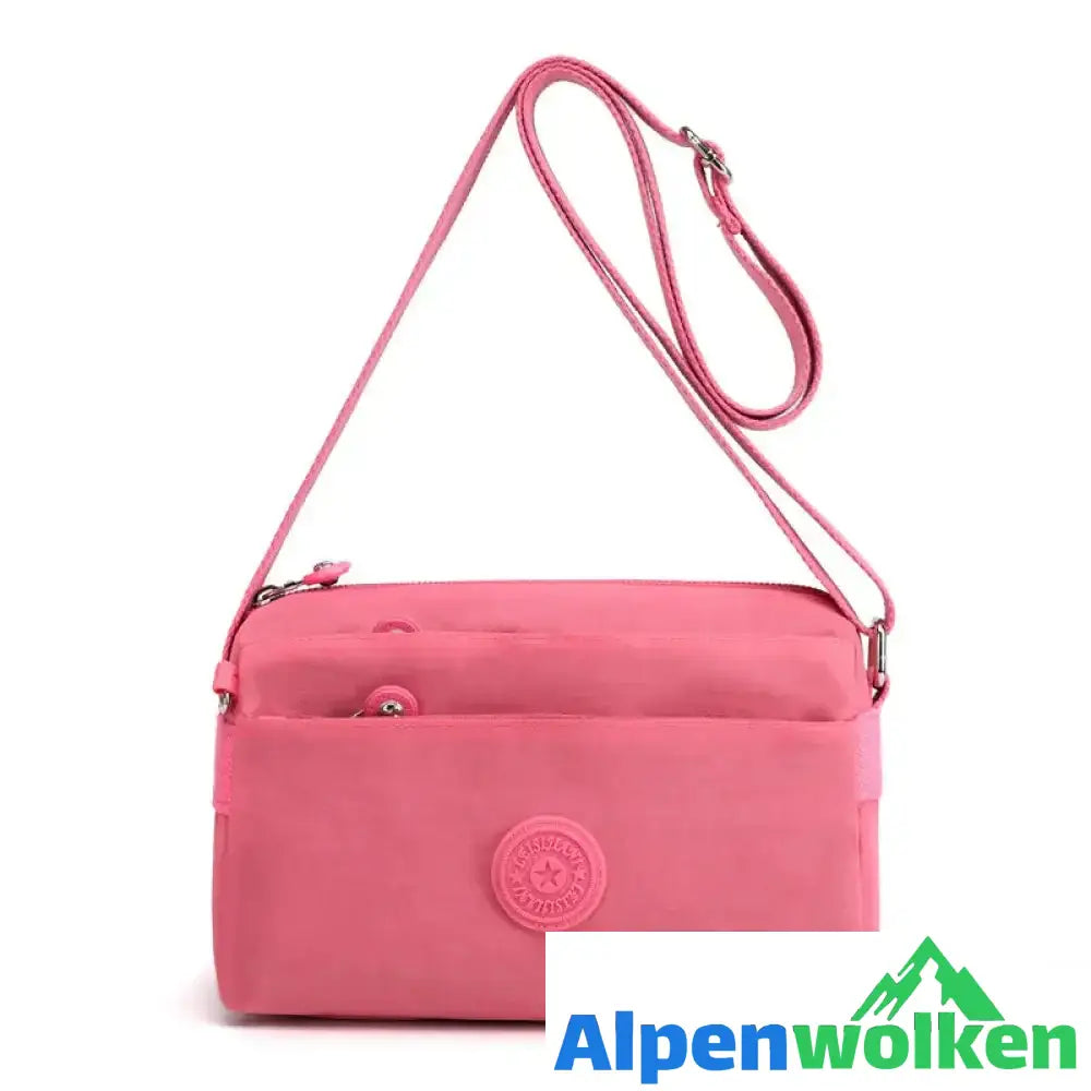 Alpenwolken - Damen beiläufige mehrschichtige modische einfache Umhängetasche aus Nylon rosa