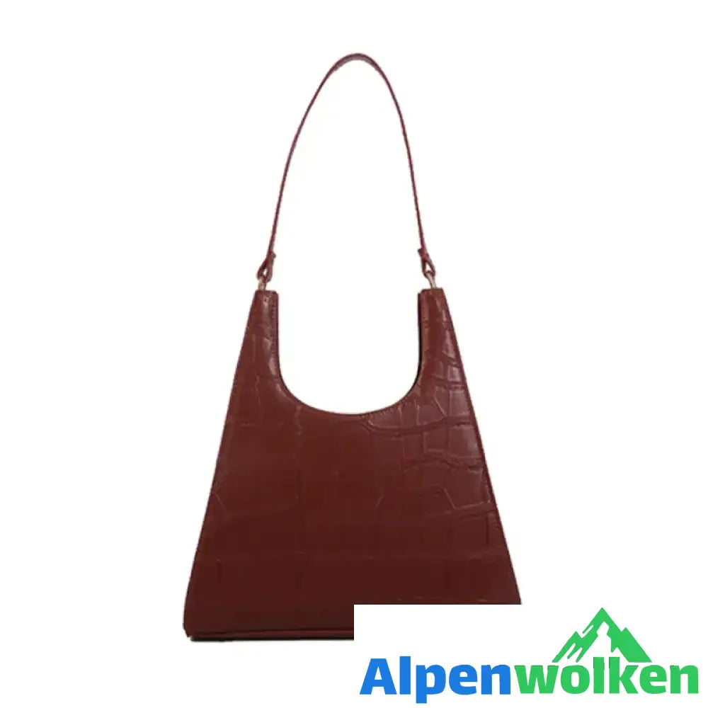 Alpenwolken - Damen Einfache Retro-Handtasche Dunkelbraun