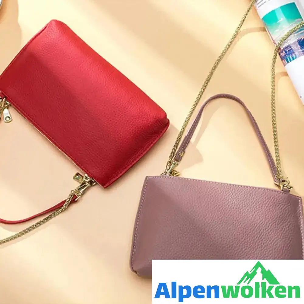 Alpenwolken - Damen Einfache Schultertasche aus weichem Leder