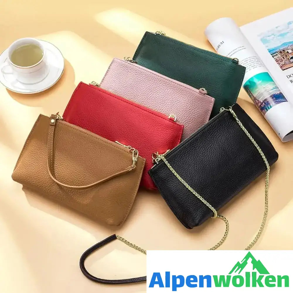 Alpenwolken - Damen Einfache Schultertasche aus weichem Leder