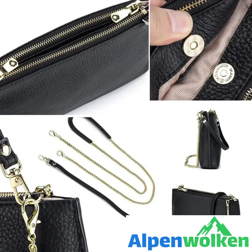 Alpenwolken - Damen Einfache Schultertasche aus weichem Leder