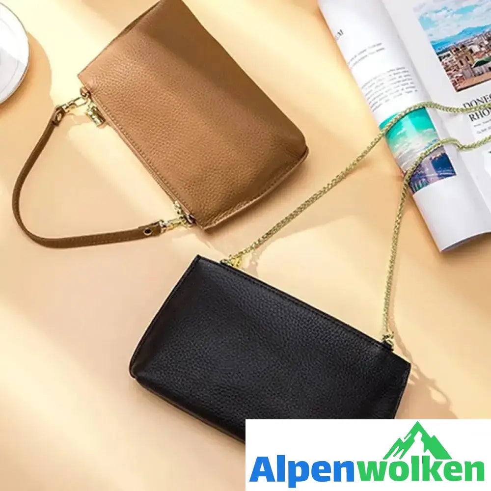 Alpenwolken - Damen Einfache Schultertasche aus weichem Leder