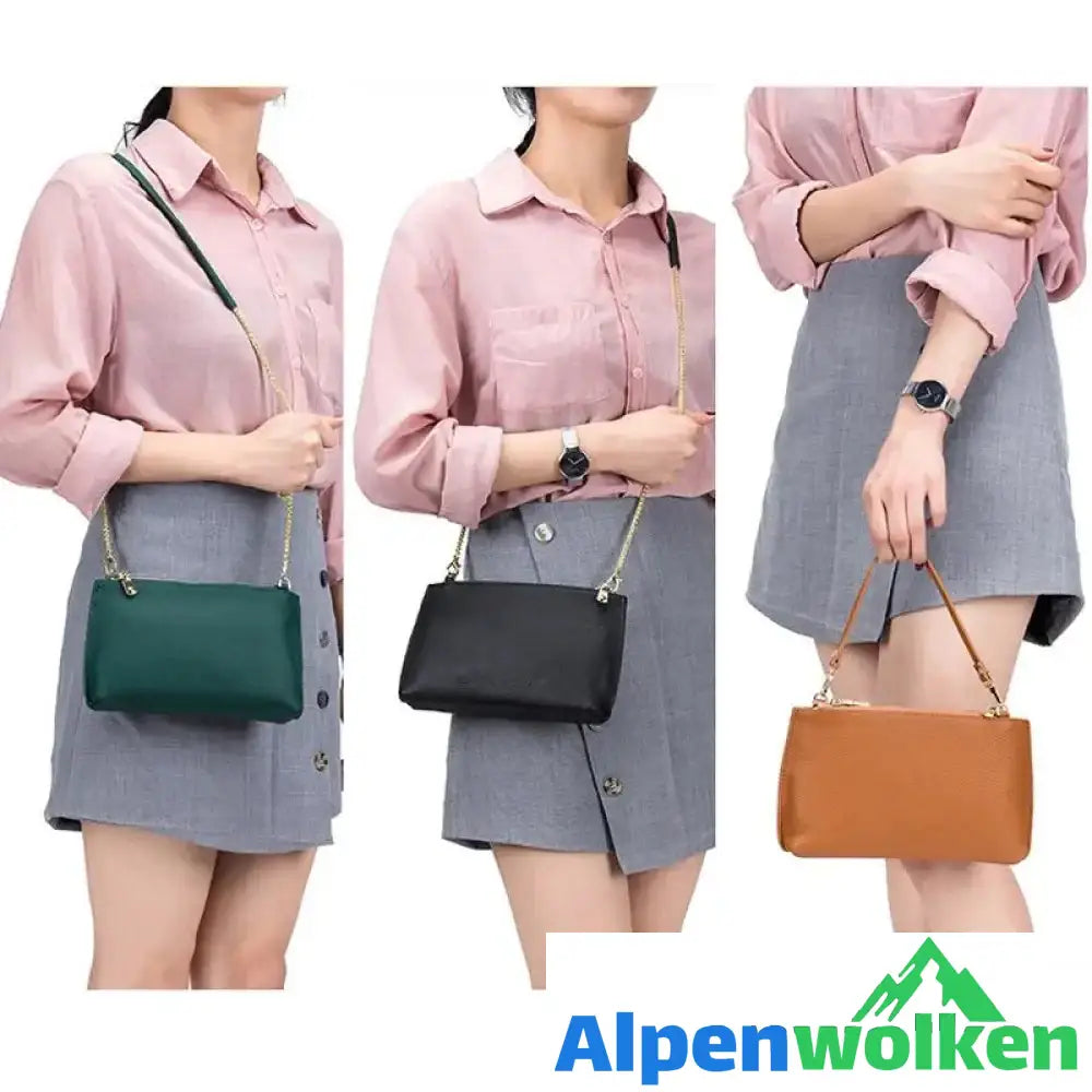 Alpenwolken - Damen Einfache Schultertasche aus weichem Leder