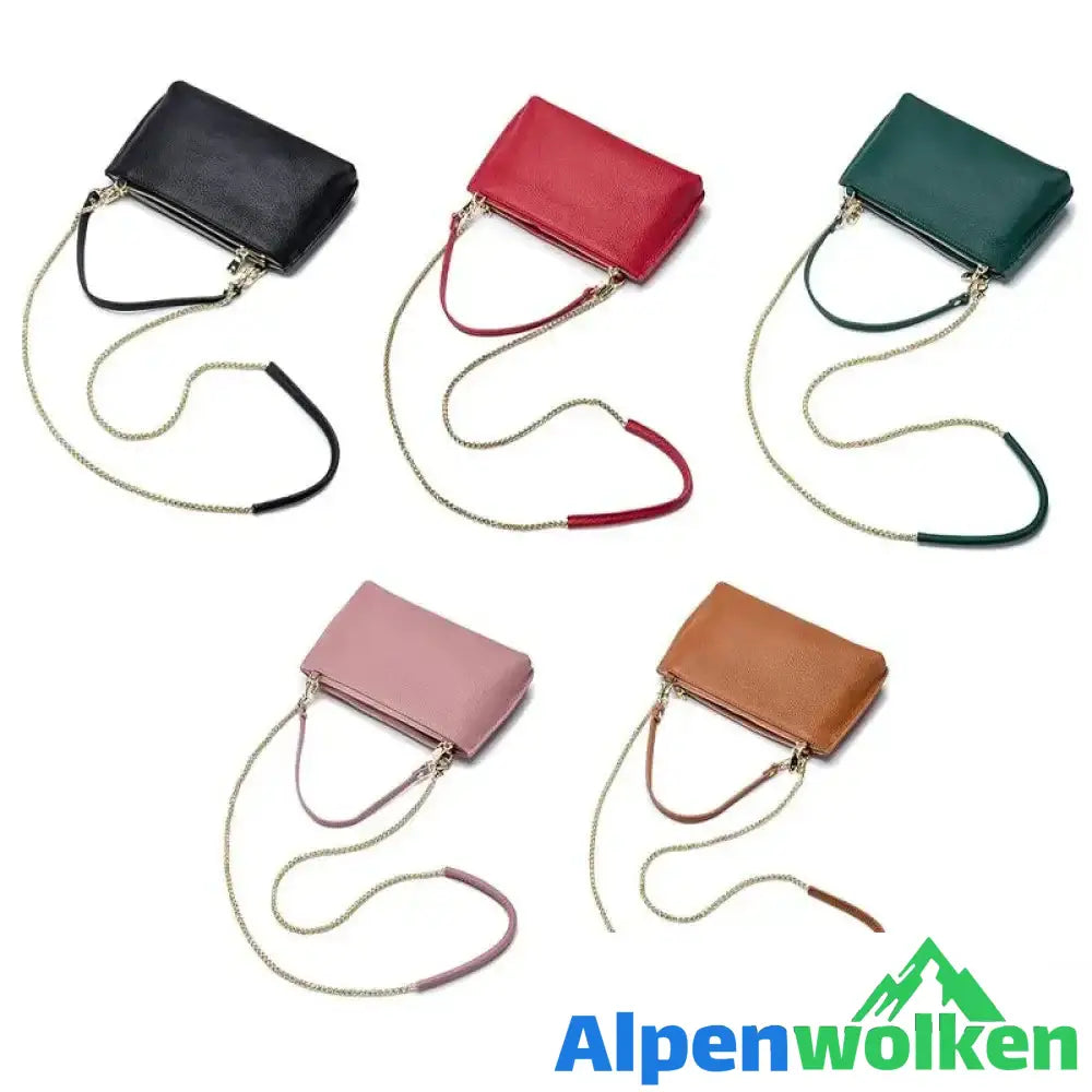 Alpenwolken - Damen Einfache Schultertasche aus weichem Leder Rosa