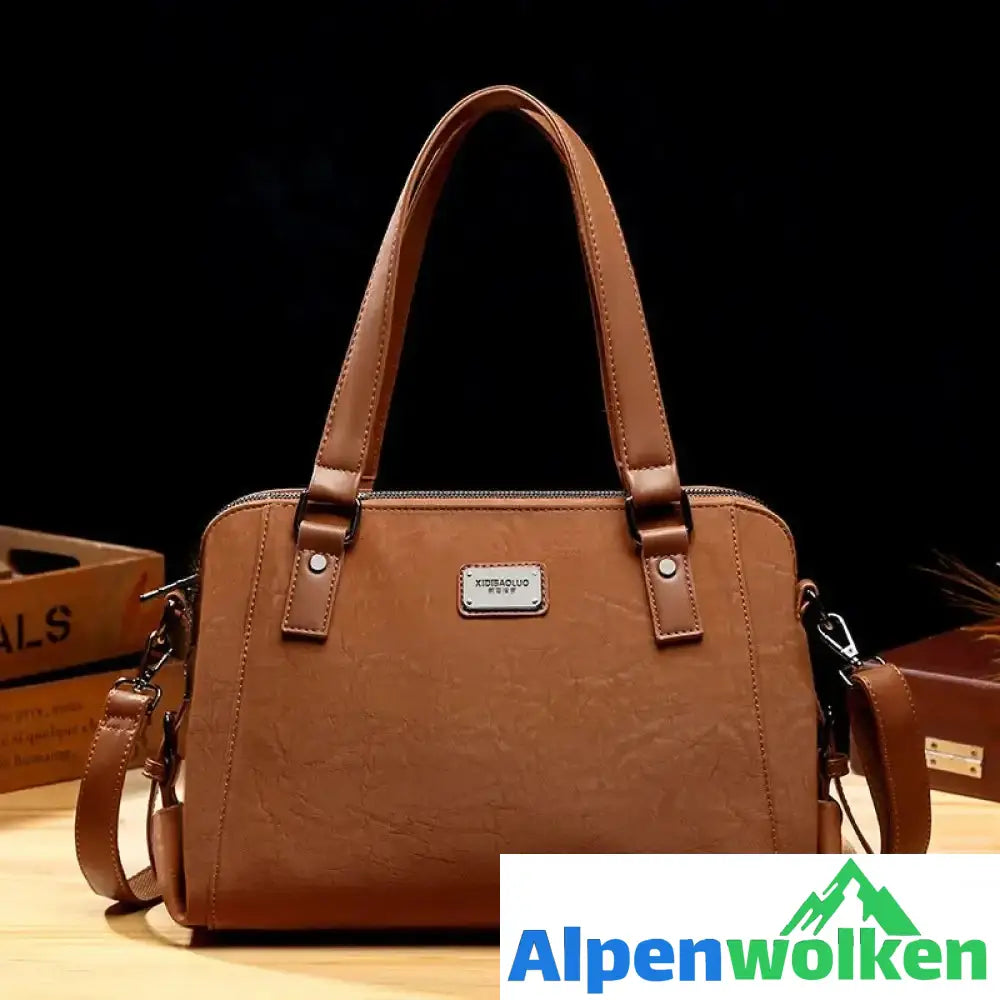 Alpenwolken - Damen Elegante Umhängetasche mit großem Fassungsvermögen Braun