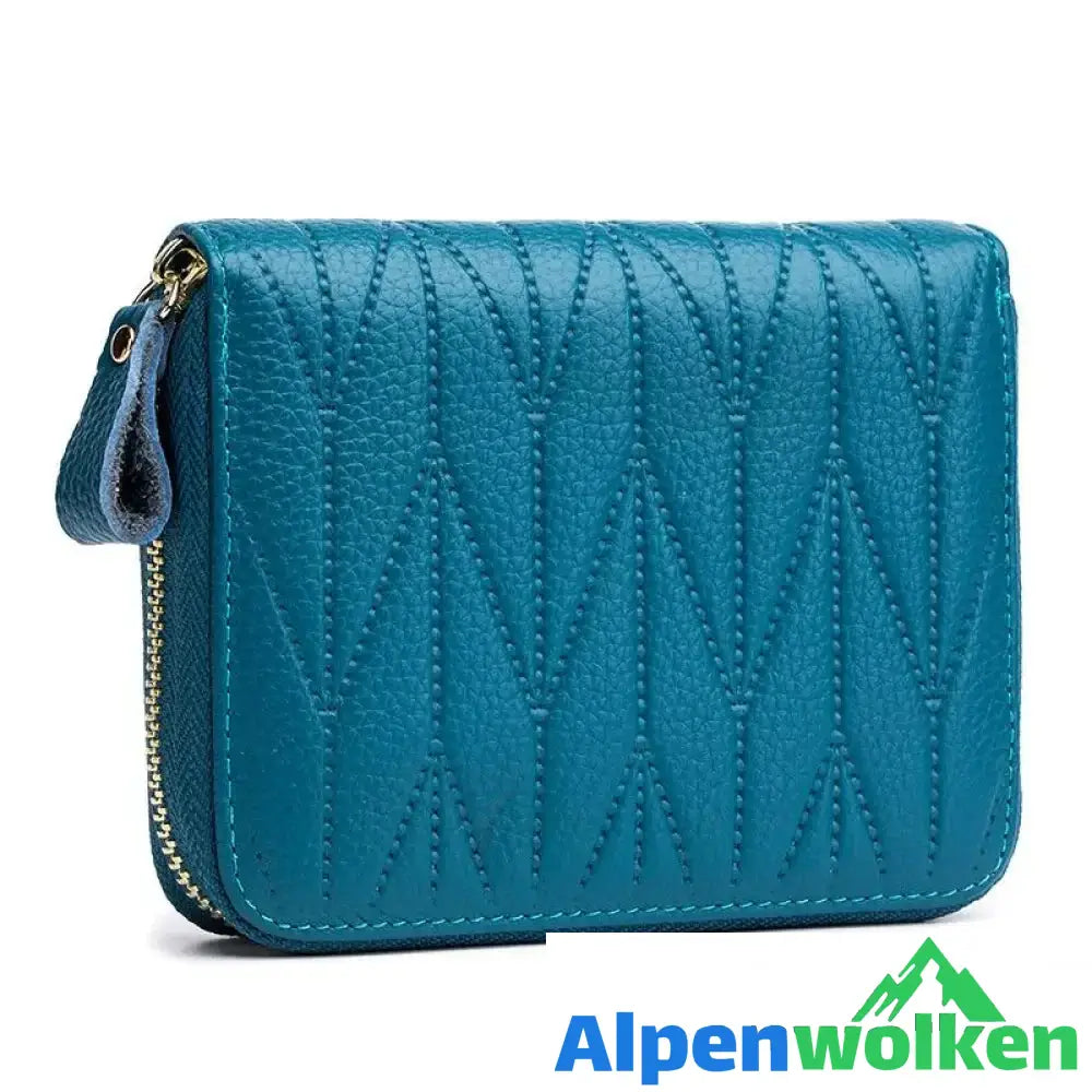 Alpenwolken - Damen Exquisite Geldbörse Aus Edlem Leder blau