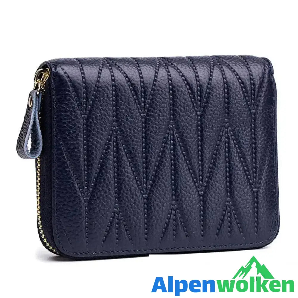 Alpenwolken - Damen Exquisite Geldbörse Aus Edlem Leder dunkelblau