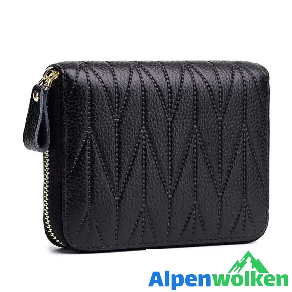 Alpenwolken - Damen Exquisite Geldbörse Aus Edlem Leder schwarz