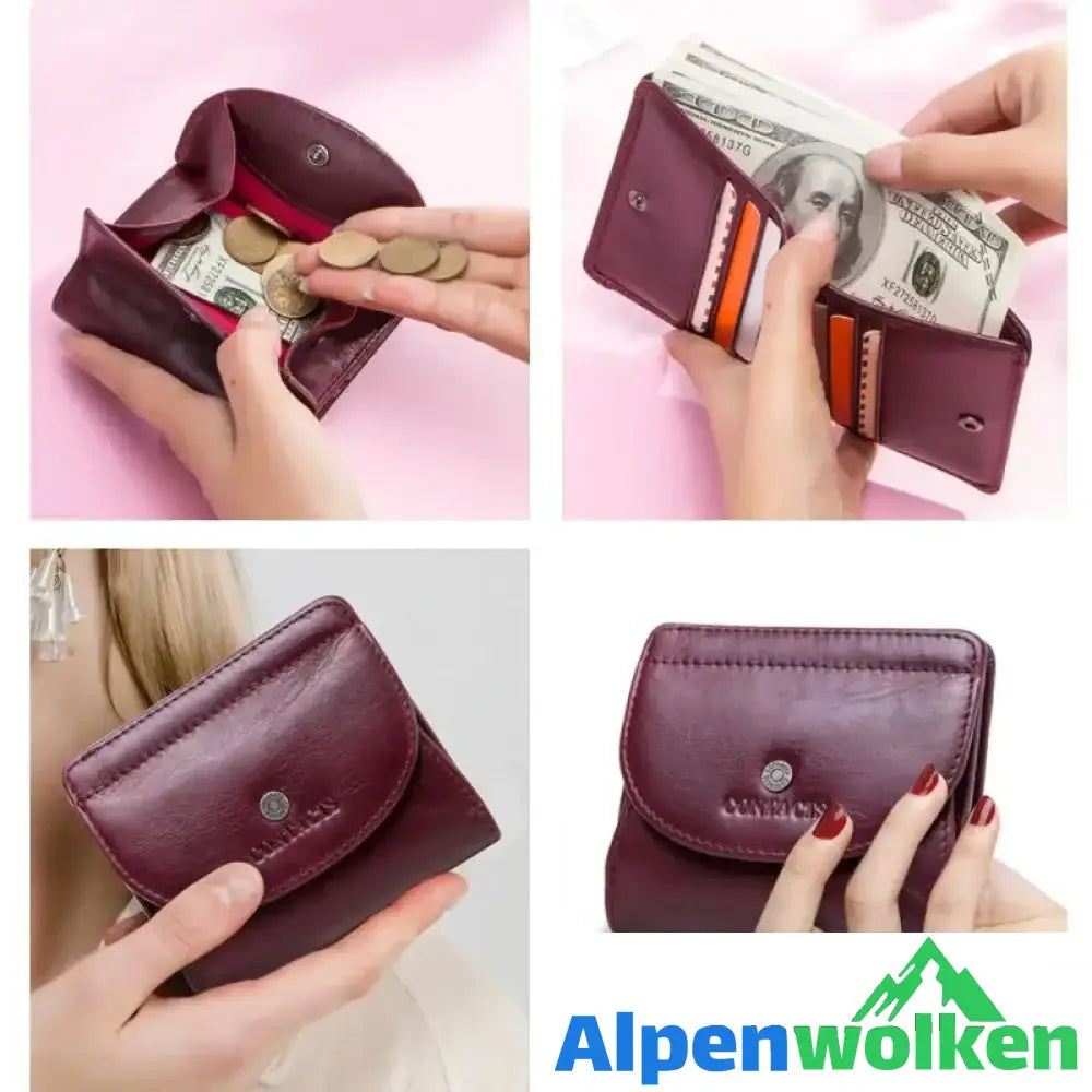 Alpenwolken - Damen faltbare Ledergeldbörse