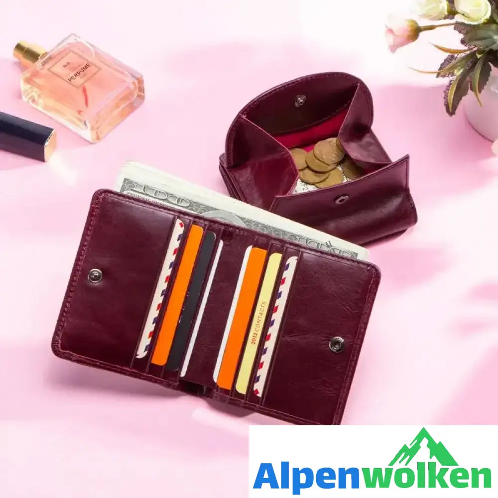 Alpenwolken - Damen faltbare Ledergeldbörse