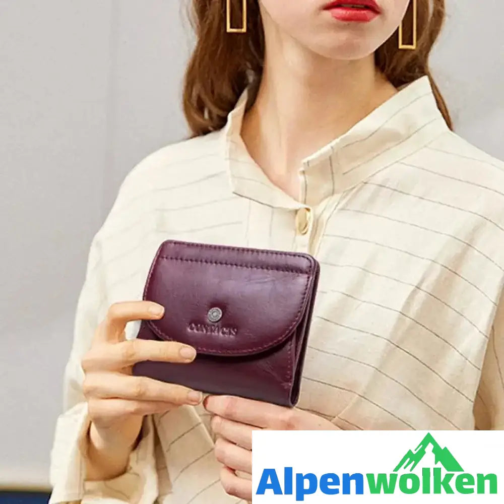 Alpenwolken - Damen faltbare Ledergeldbörse