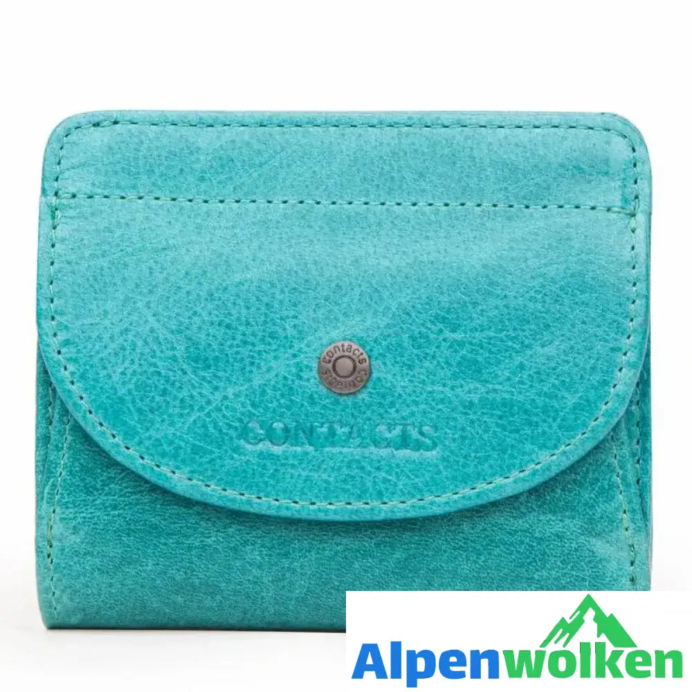 Alpenwolken - Damen faltbare Ledergeldbörse Blau