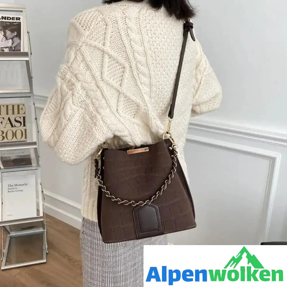 Alpenwolken - Damen Gefrostete Vintage Handtasche Kaffee