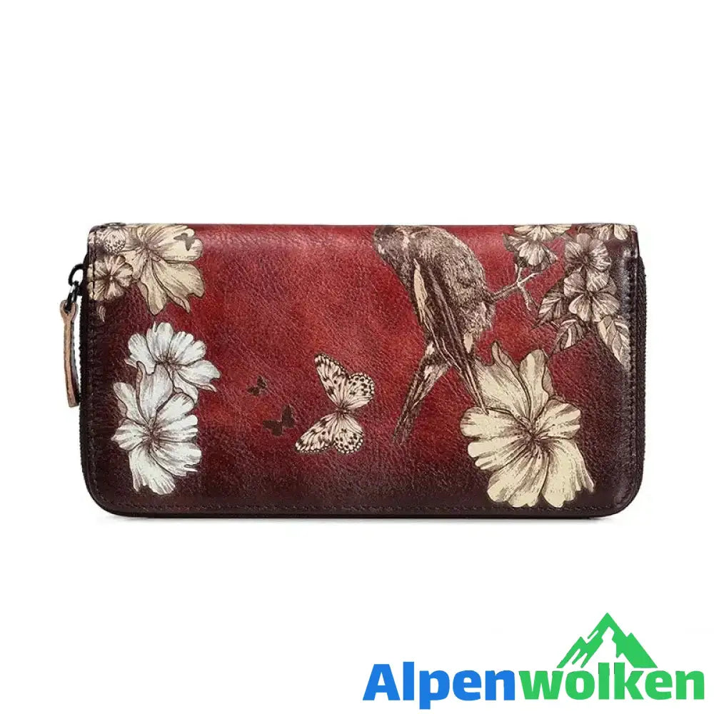 Alpenwolken - Damen Geldbörse Mit Vintage-Print rot