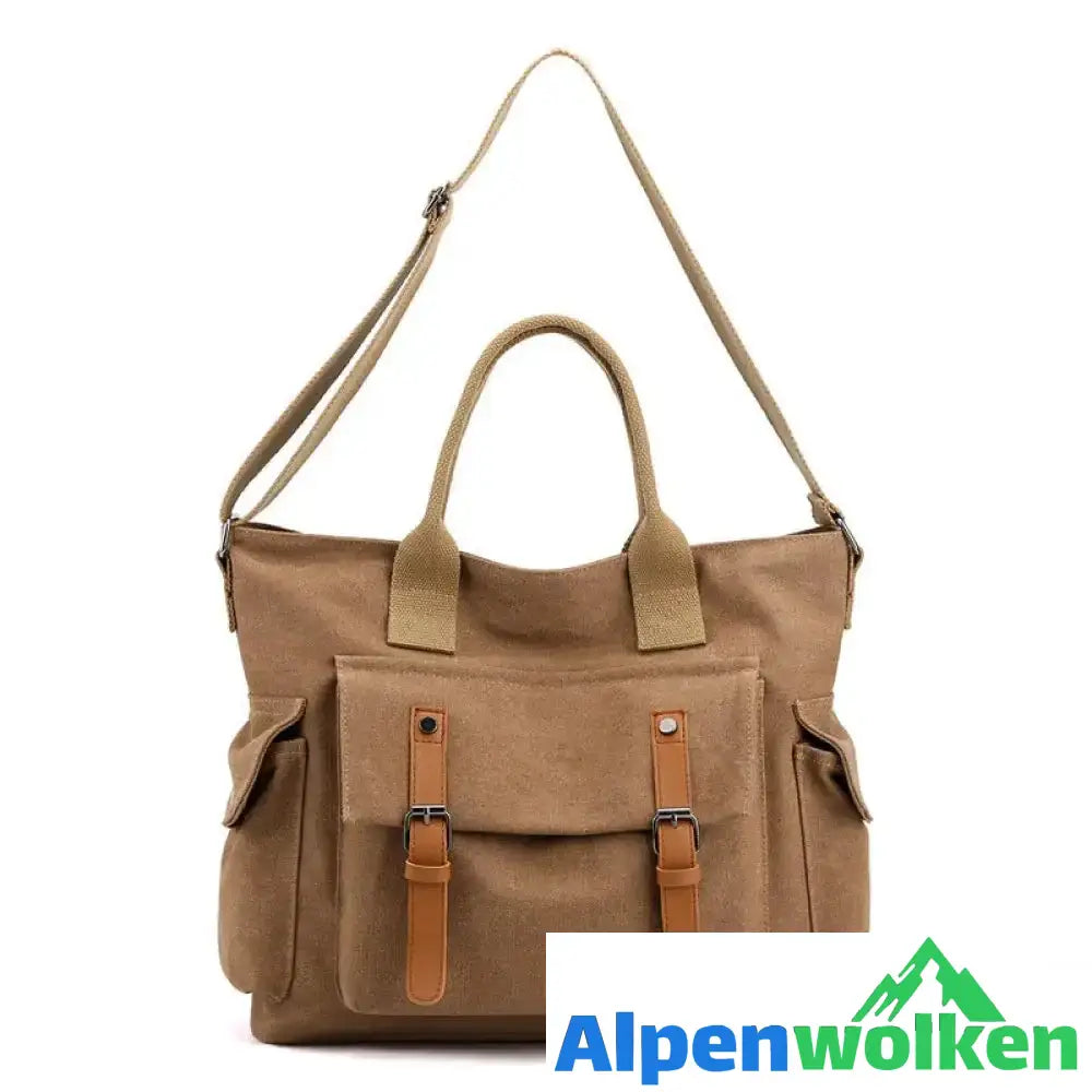 Alpenwolken - Damen Handtasche Umhängetasche aus Segeltuch braun