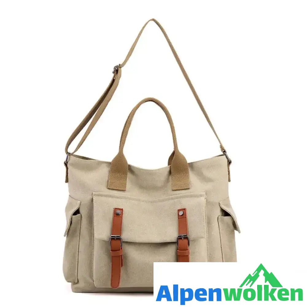 Alpenwolken - Damen Handtasche Umhängetasche aus Segeltuch khaki