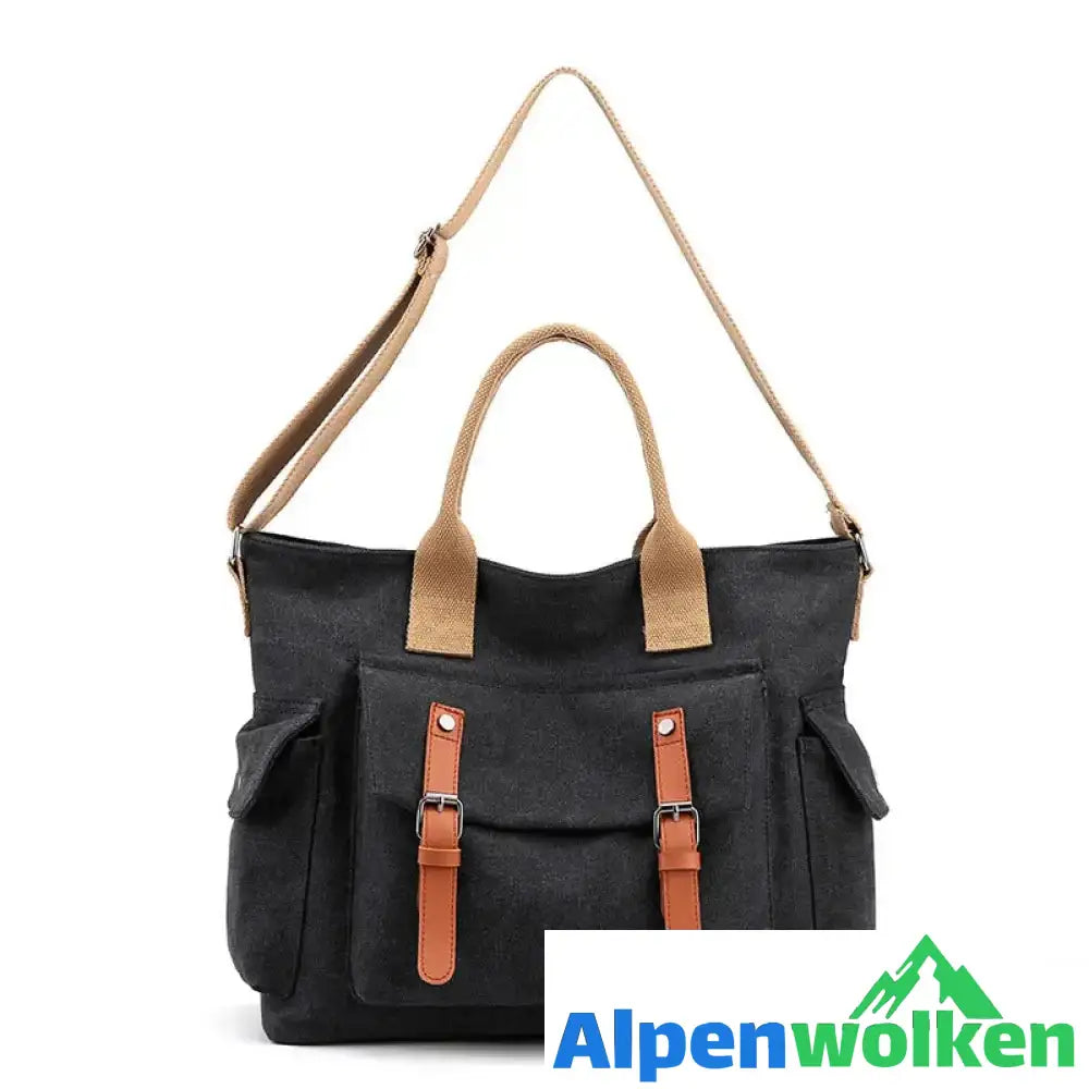 Alpenwolken - Damen Handtasche Umhängetasche aus Segeltuch schwarz