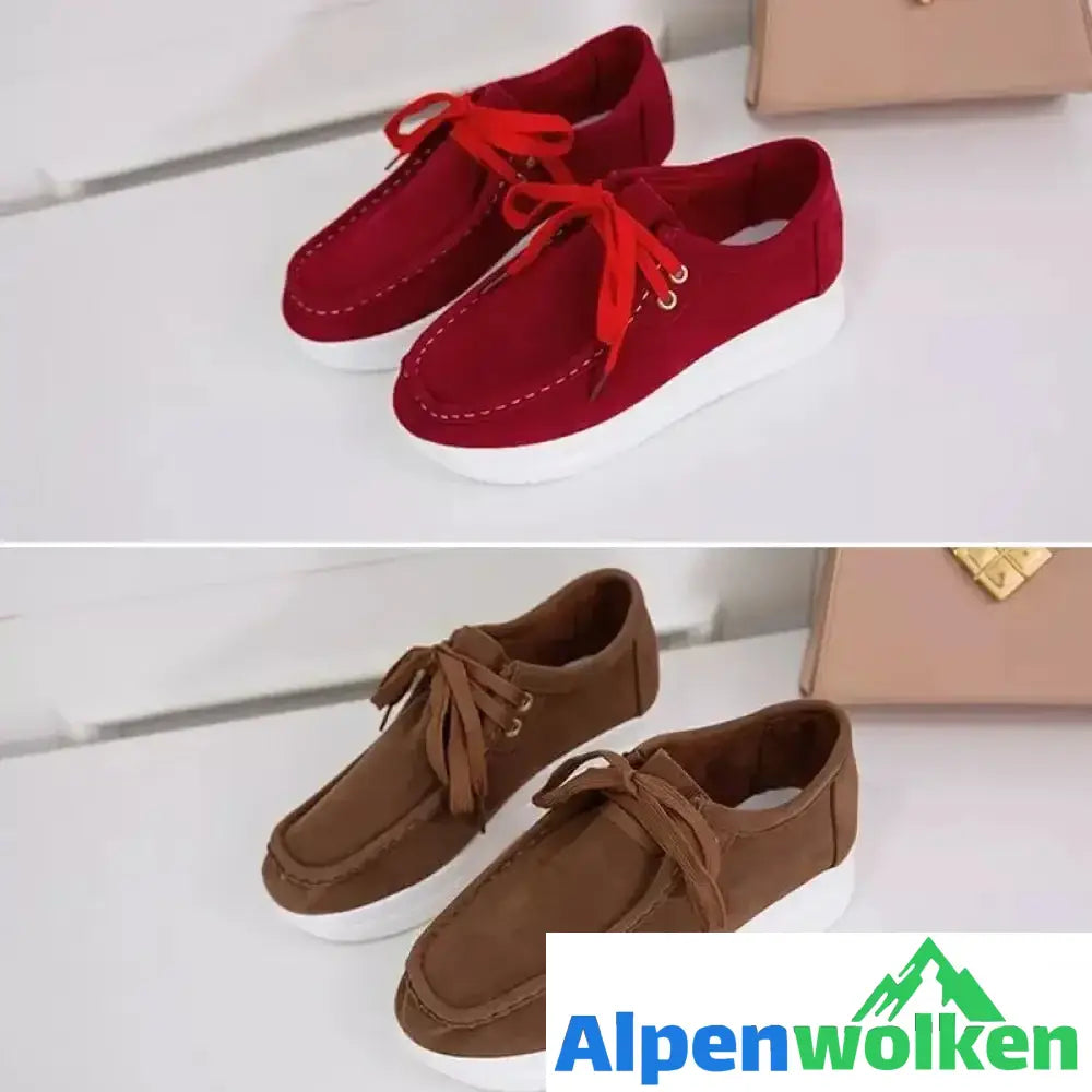 Alpenwolken - Damen Keilabsatz und runder Zehenpartie Bequeme Schuhe