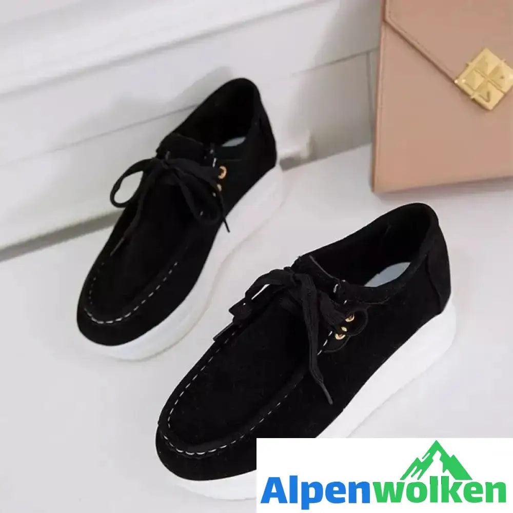 Alpenwolken - Damen Keilabsatz und runder Zehenpartie Bequeme Schuhe