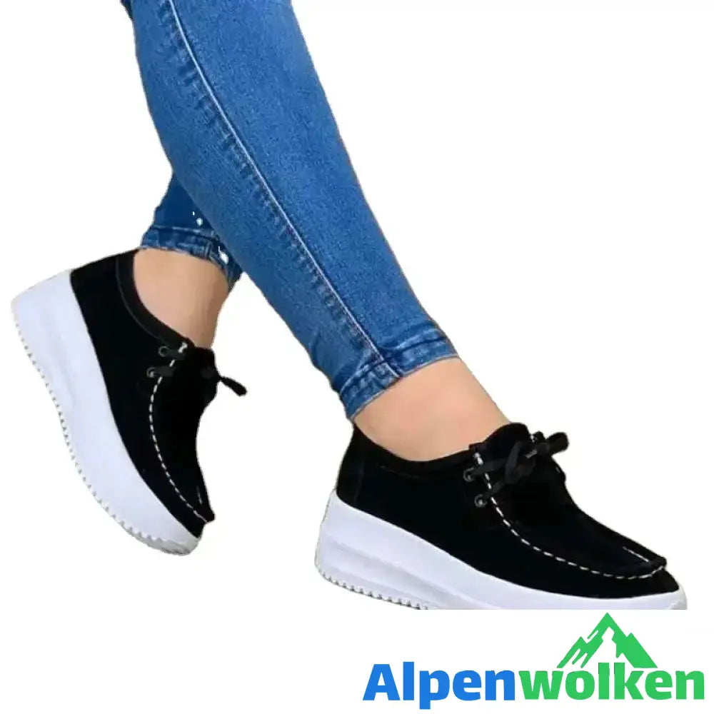 Alpenwolken - Damen Keilabsatz und runder Zehenpartie Bequeme Schuhe