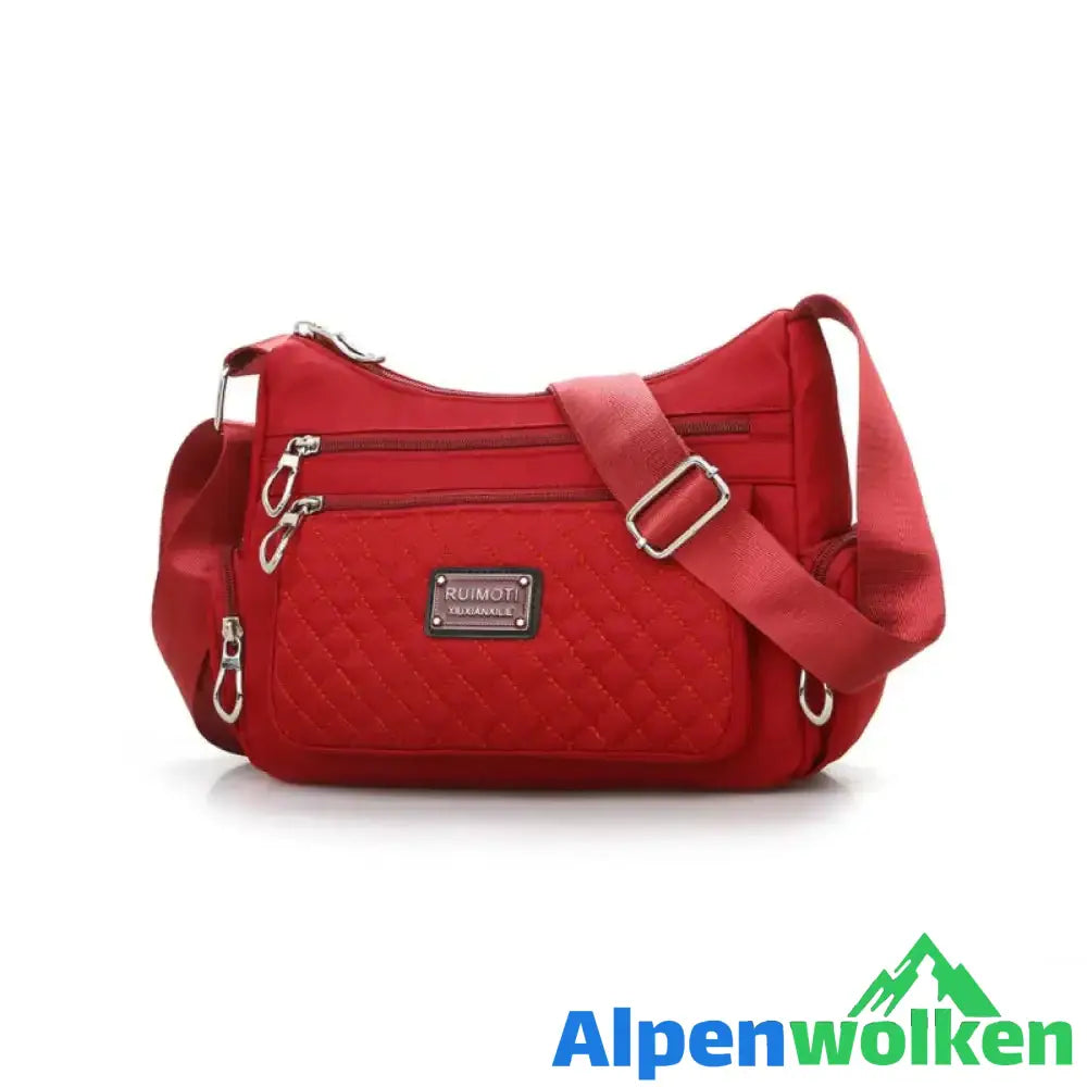 Alpenwolken - Damen lässige Schultertasche aus Nylon mit großem Fassungsvermögen rot