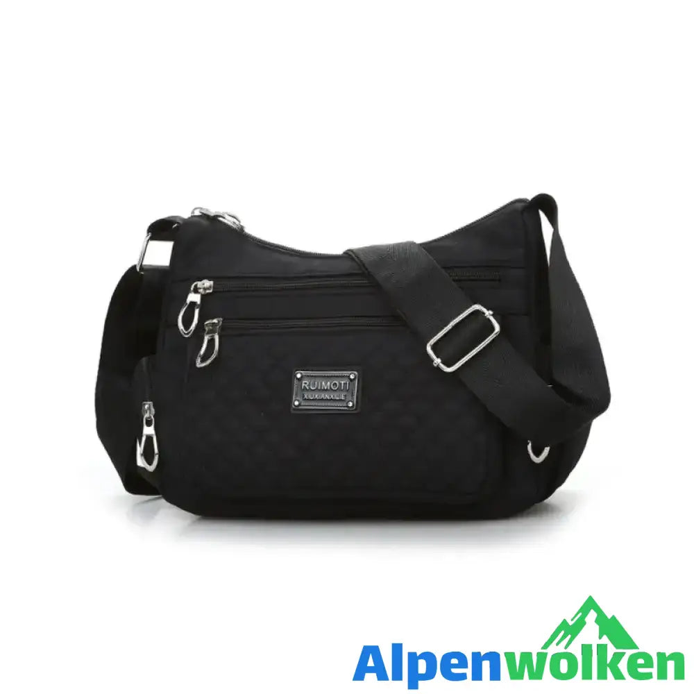 Alpenwolken - Damen lässige Schultertasche aus Nylon mit großem Fassungsvermögen schwarz