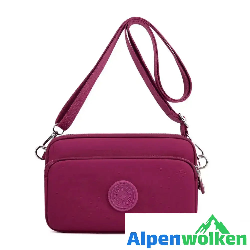 Alpenwolken - Damen leichte funktionelle Umhängetasche mit mehreren Taschen fuchsie