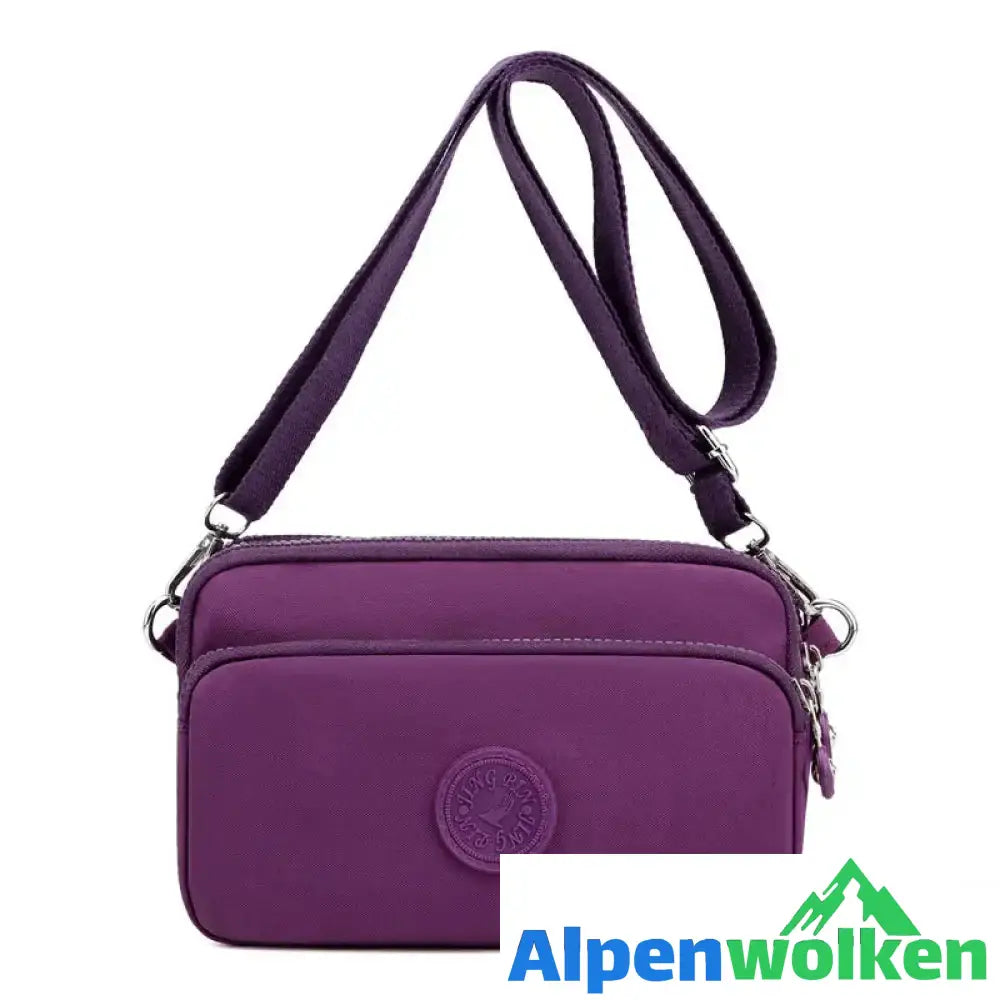 Alpenwolken - Damen leichte funktionelle Umhängetasche mit mehreren Taschen lila