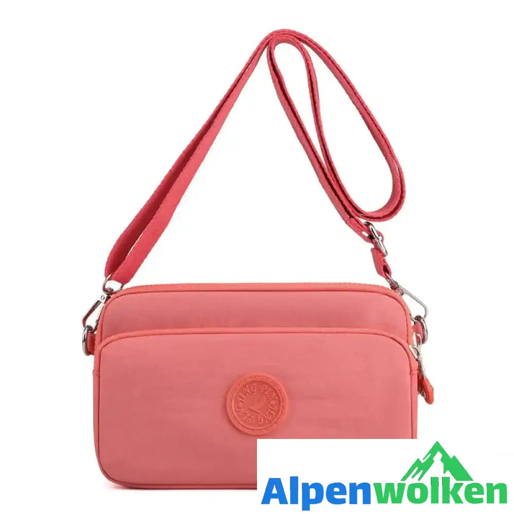 Alpenwolken - Damen leichte funktionelle Umhängetasche mit mehreren Taschen rosa