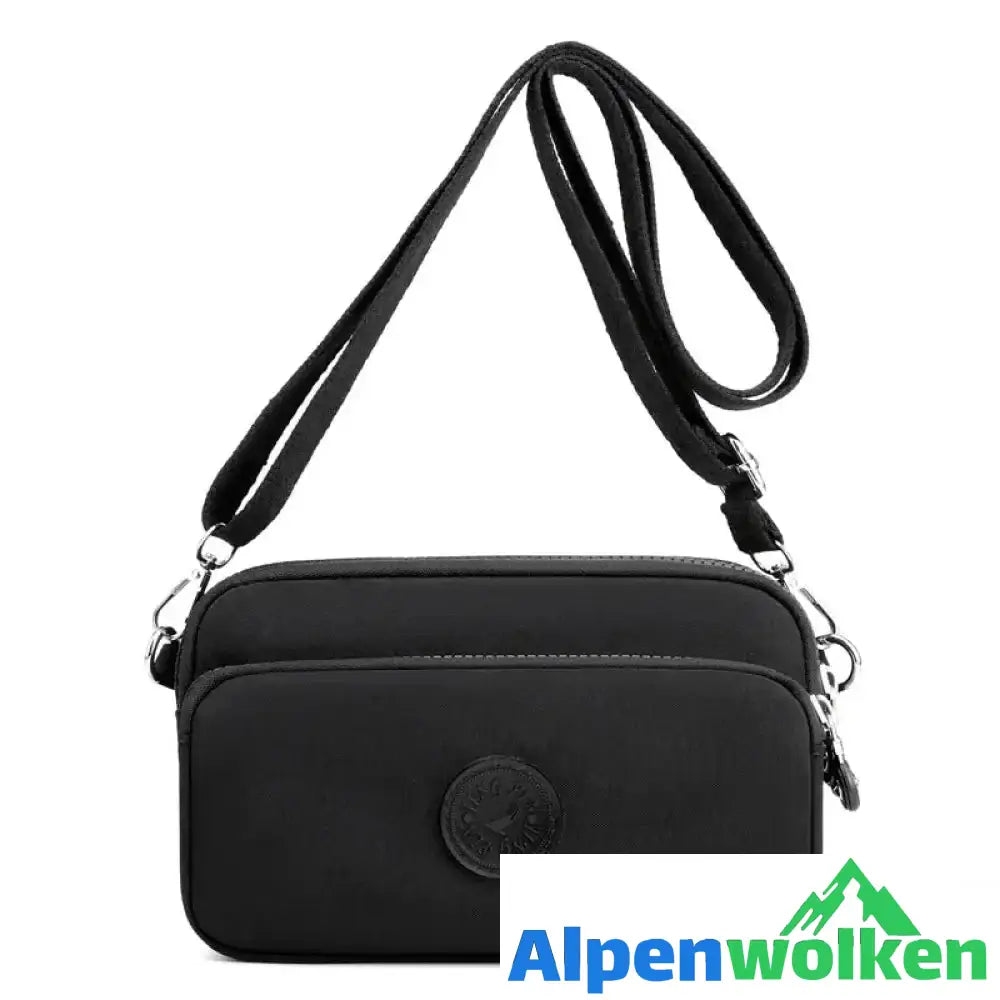 Alpenwolken - Damen leichte funktionelle Umhängetasche mit mehreren Taschen schwarz