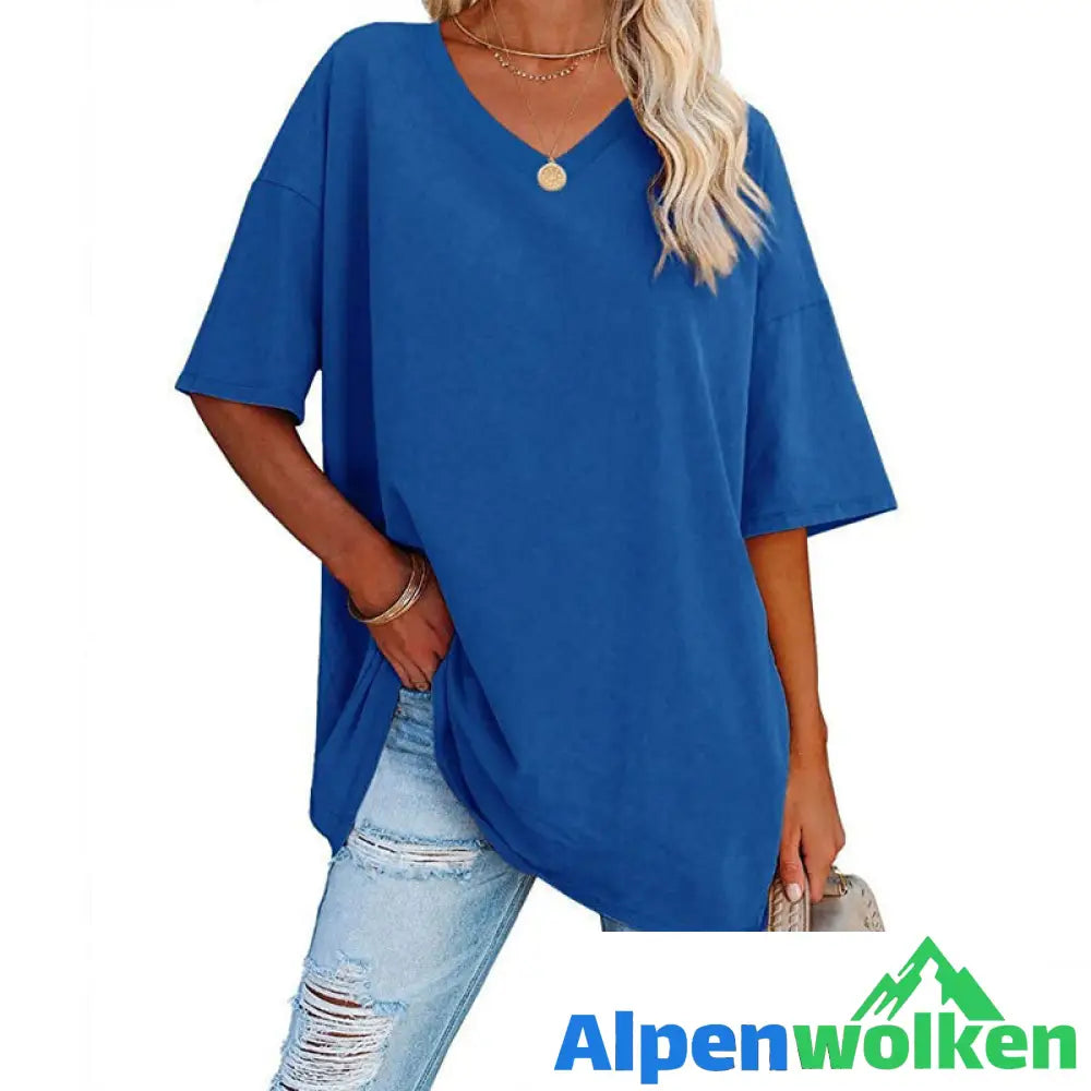 Alpenwolken - 🌈✨Damen lockeres halbärmliges T-Shirt mit V-Ausschnitt aus Baumwolle