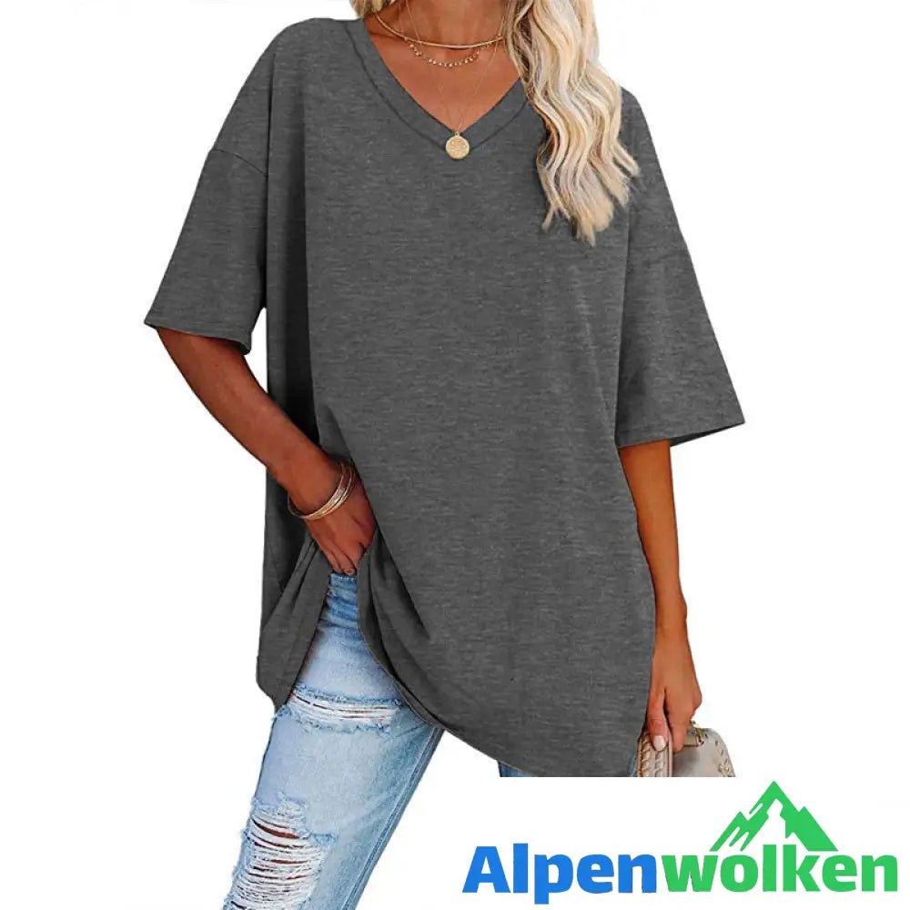 Alpenwolken - 🌈✨Damen lockeres halbärmliges T-Shirt mit V-Ausschnitt aus Baumwolle