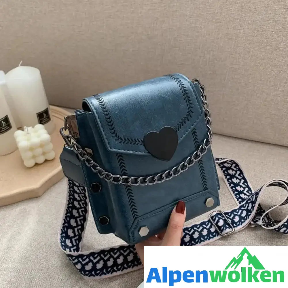 Alpenwolken - Damen mini Kette- Tasche Blau