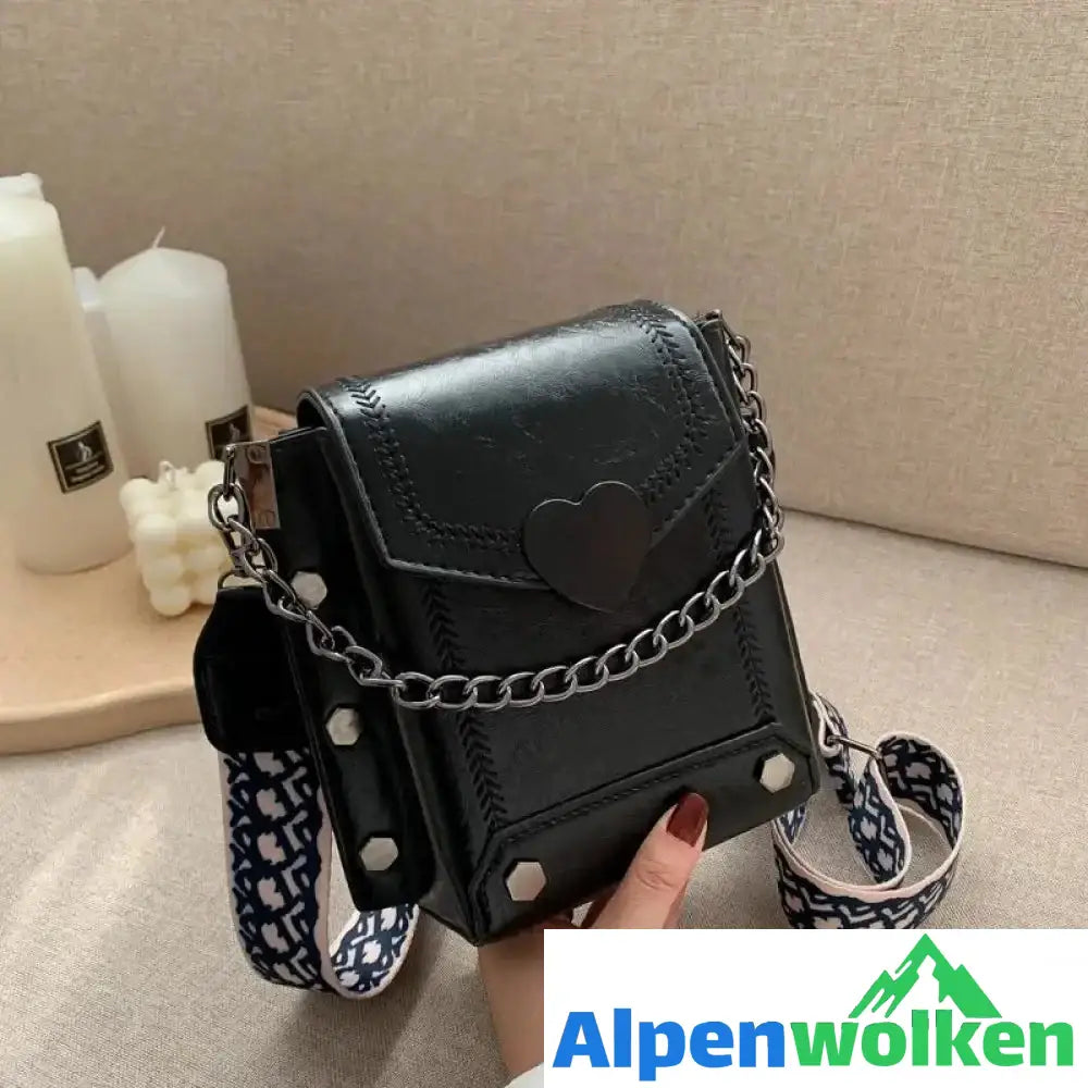 Alpenwolken - Damen mini Kette- Tasche Schwarz