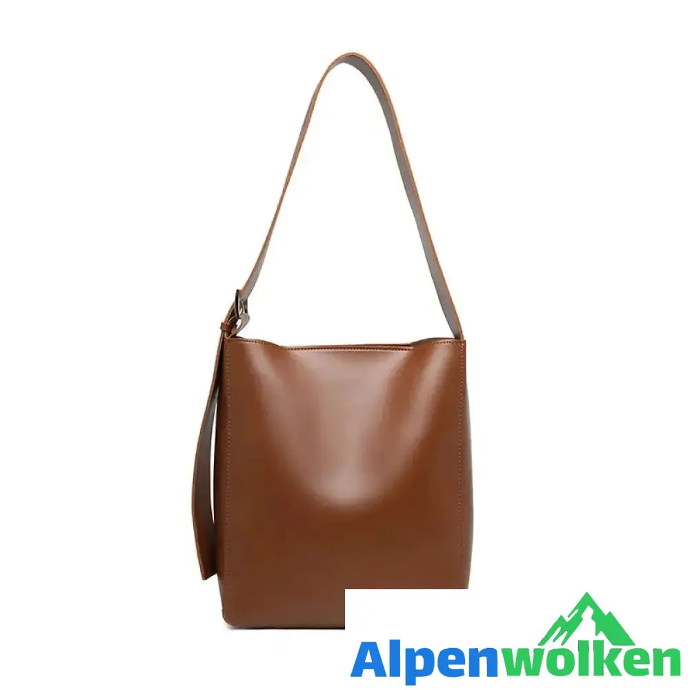 Alpenwolken - Damen modische Eimertasche mit großem Fassungsvermögen braun