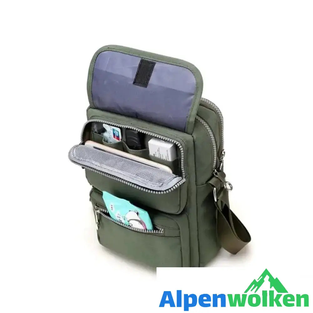 Alpenwolken - Damen Modische wasserdichte multifunktionale Schultertasche Grün