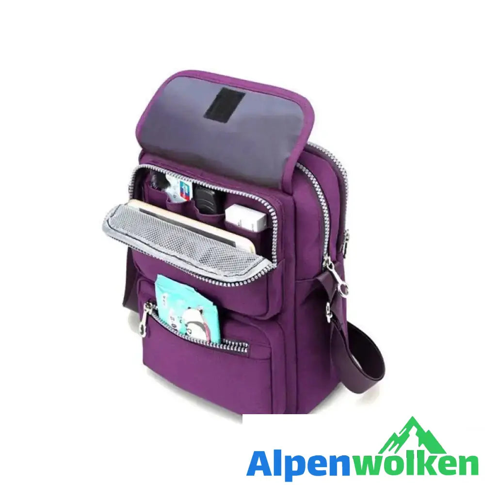 Alpenwolken - Damen Modische wasserdichte multifunktionale Schultertasche Lila