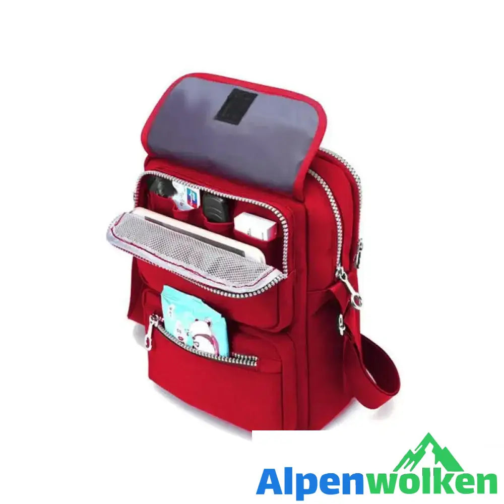 Alpenwolken - Damen Modische wasserdichte multifunktionale Schultertasche Rot