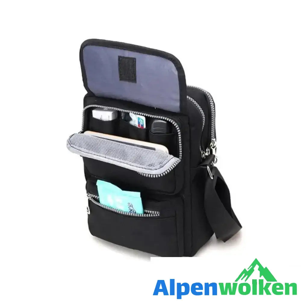 Alpenwolken - Damen Modische wasserdichte multifunktionale Schultertasche Schwarz