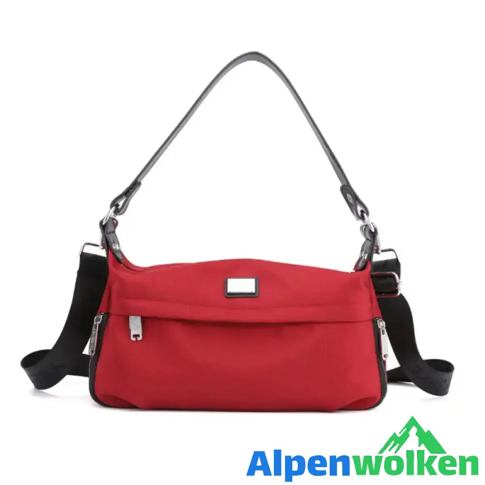 Alpenwolken - Damen Multifunktionale Modische Nylonhandtasche Rot