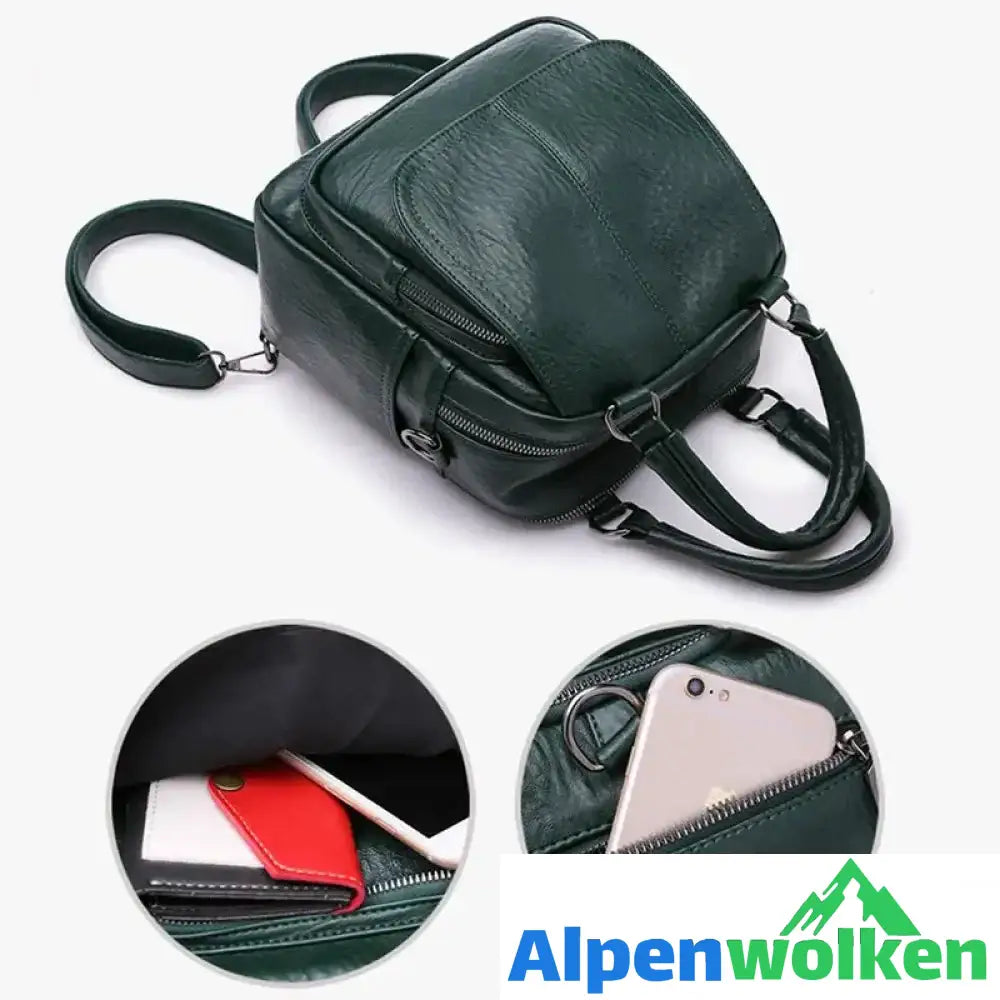 Alpenwolken - Damen Multifunktionale Modische Quadratische Handtasche aus weichem Leder