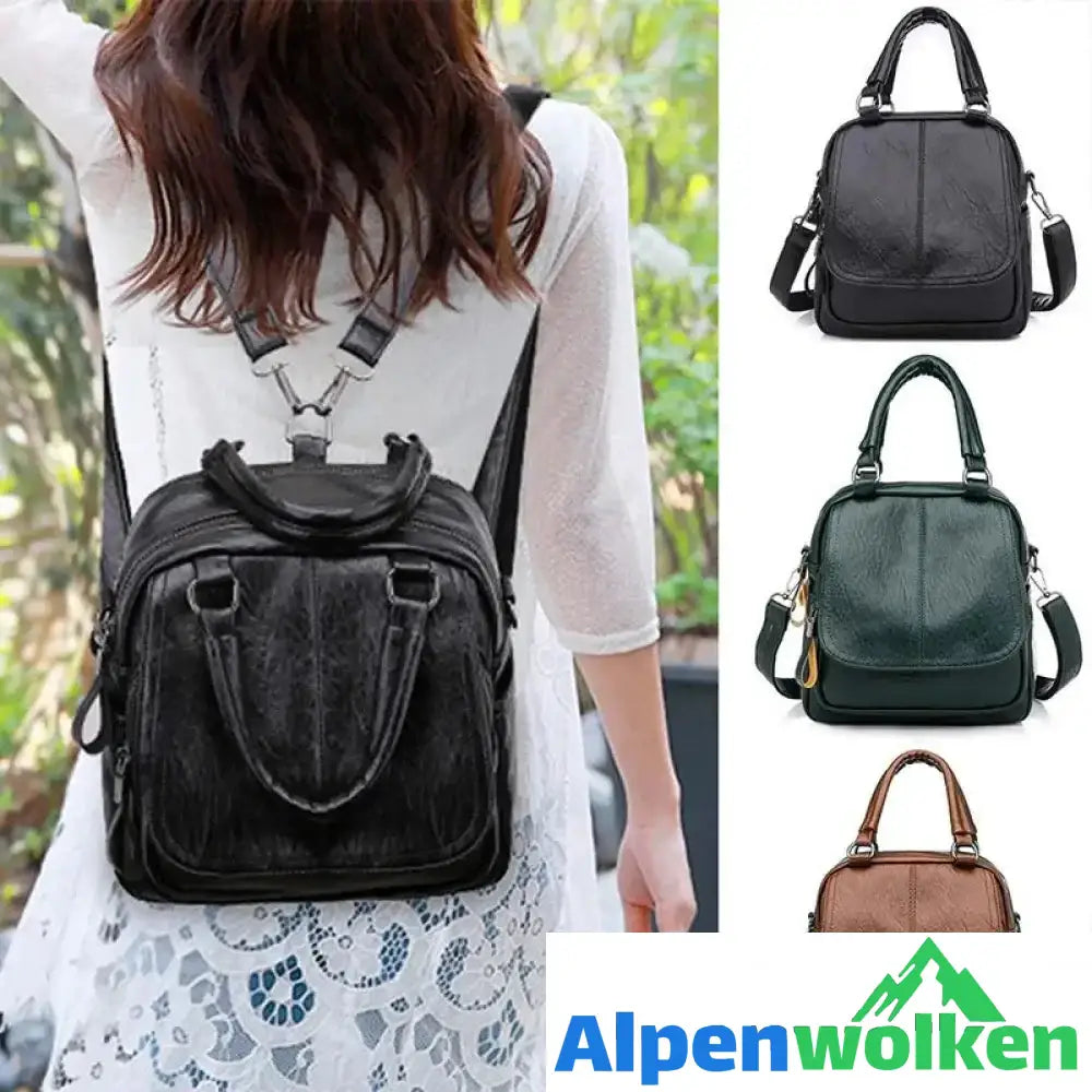 Alpenwolken - Damen Multifunktionale Modische Quadratische Handtasche aus weichem Leder