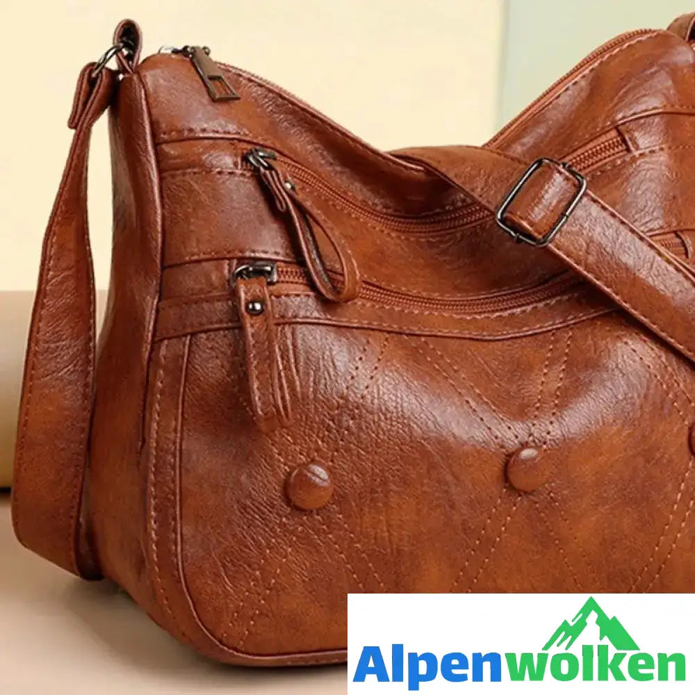 Alpenwolken - Damen multifunktionale Umhängetasche aus weichem Leder